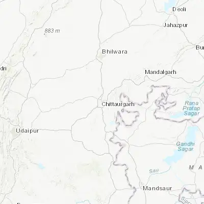 Map showing location of Chittaurgarh (24.889630, 74.624030)