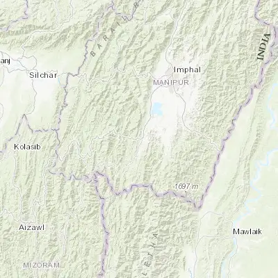 Map showing location of Churāchāndpur (24.333530, 93.669990)