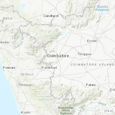 Map showing location of Coimbatore (11.005550, 76.966120)