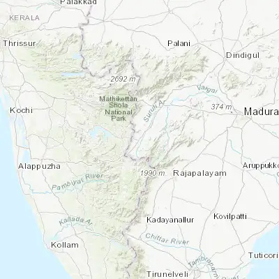 Map showing location of Cumbum (9.736470, 77.284700)