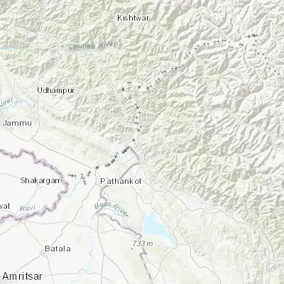 Map showing location of Dalhousie (32.552190, 75.946630)
