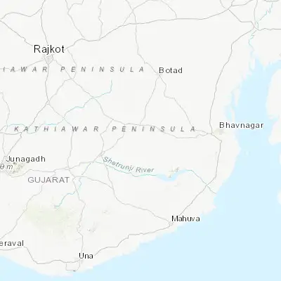 Map showing location of Dāmnagar (21.692320, 71.517470)