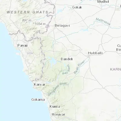 Map showing location of Dandeli (15.266670, 74.616670)