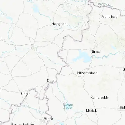 Map showing location of Dharmābād (18.891160, 77.849400)