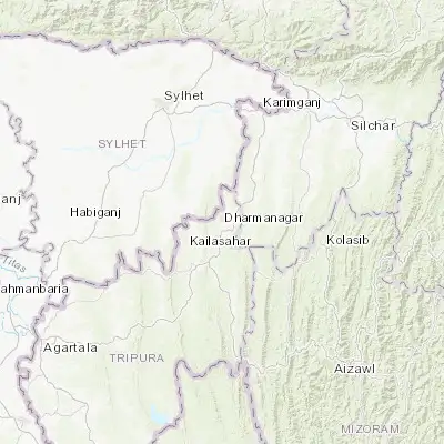 Map showing location of Dharmanagar (24.366670, 92.166670)