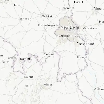 Map showing location of Dhāruhera (28.205530, 76.796910)