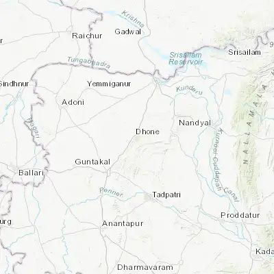 Map showing location of Dhone (15.395200, 77.871500)