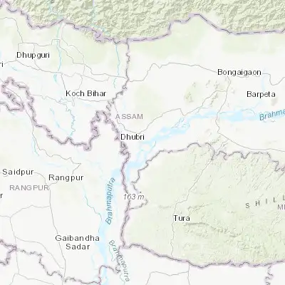 Map showing location of Dhuburi (26.018560, 89.985640)