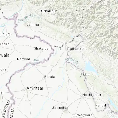 Map showing location of Dīnānagar (32.136640, 75.472910)