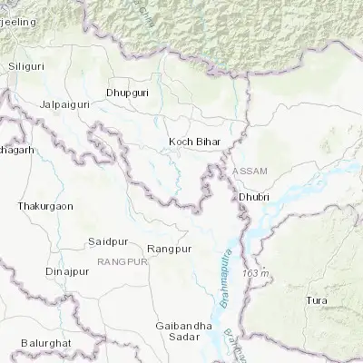 Map showing location of Dīnhāta (26.135260, 89.461290)