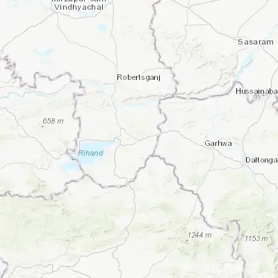 Map showing location of Dūdhi (24.213570, 83.240670)