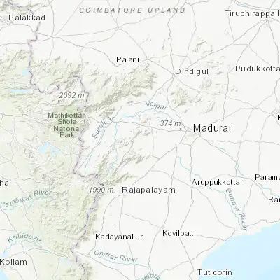 Map showing location of Elumalai (9.865010, 77.699230)