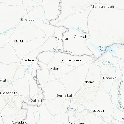 Map showing location of Emmiganūr (15.772030, 77.483450)