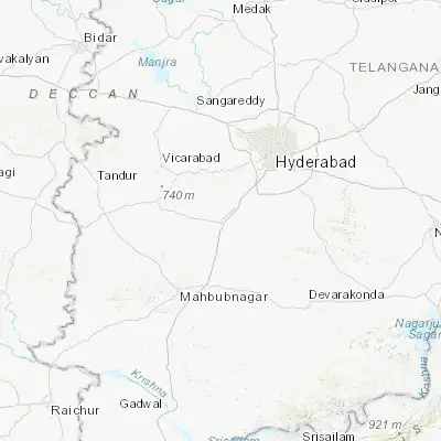 Map showing location of Farrukhnagar (17.077870, 78.203390)