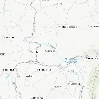 Map showing location of Gadwāl (16.235040, 77.795560)