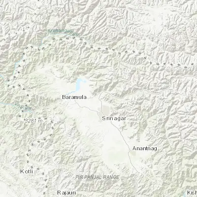 Map showing location of Gāndarbal (34.226190, 74.774780)