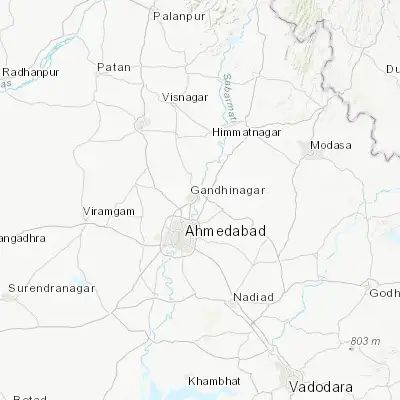 Map showing location of Gandhinagar (23.216670, 72.683330)