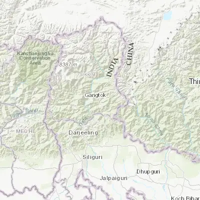 Map showing location of Gangtok (27.325740, 88.612160)