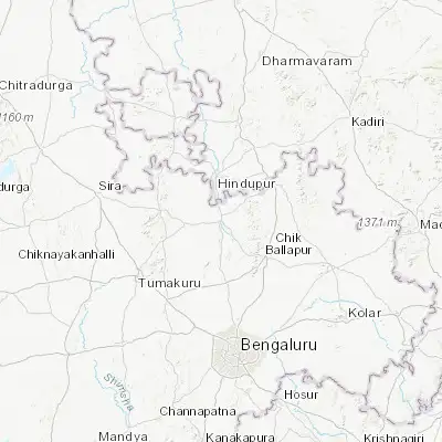 Map showing location of Gauribidanur (13.610720, 77.517380)