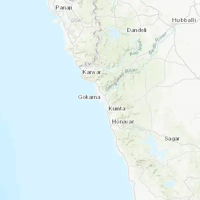 Map showing location of Gokarna (14.550000, 74.316670)
