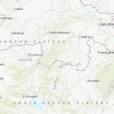 Map showing location of Gua (22.213610, 85.387740)