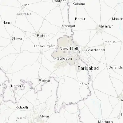 Map showing location of Gurgaon (28.460100, 77.026350)