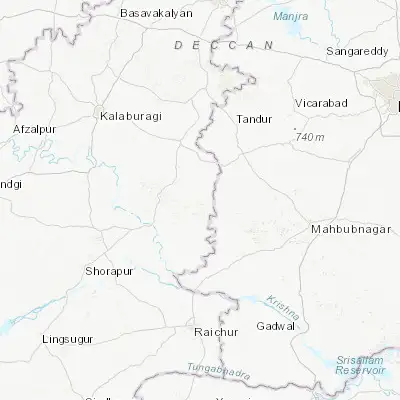 Map showing location of Gurmatkāl (16.867730, 77.390880)