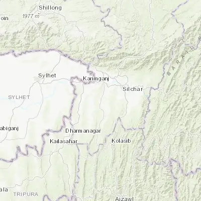 Map showing location of Hailākāndi (24.683940, 92.560970)