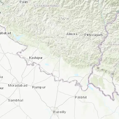 Map showing location of Haldwani (29.222540, 79.528600)