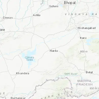 Map showing location of Harda Khās (22.344140, 77.095360)