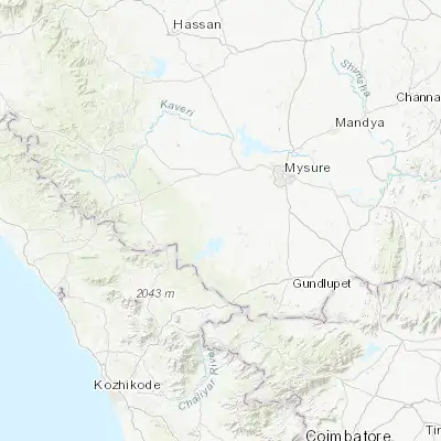 Map showing location of Heggadadevankote (12.088090, 76.329570)