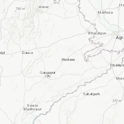 Map showing location of Hindaun (26.734110, 77.035190)