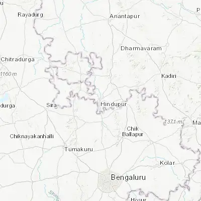 Map showing location of Hindupur (13.828070, 77.491430)