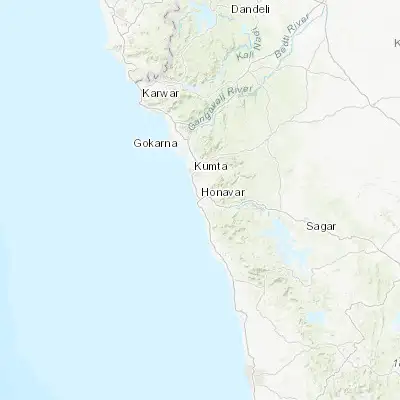 Map showing location of Honavar (14.280880, 74.444970)