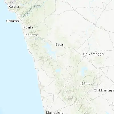 Map showing location of Hosanagara (13.913870, 75.065030)