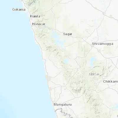 Map showing location of Hosangadi (13.697560, 74.954270)