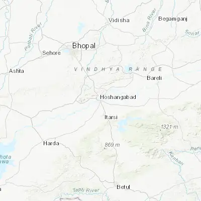 Map showing location of Hoshangābād (22.747470, 77.727360)