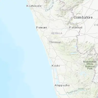 Map showing location of Irinjālakuda (10.342380, 76.211240)