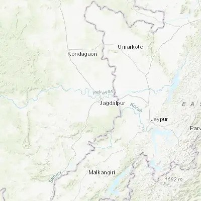 Map showing location of Jagdalpur (19.081360, 82.021310)