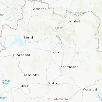 Map showing location of Jagtiāl (18.794730, 78.916610)