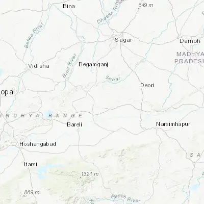 Map showing location of Jaithāri (23.208560, 78.614870)