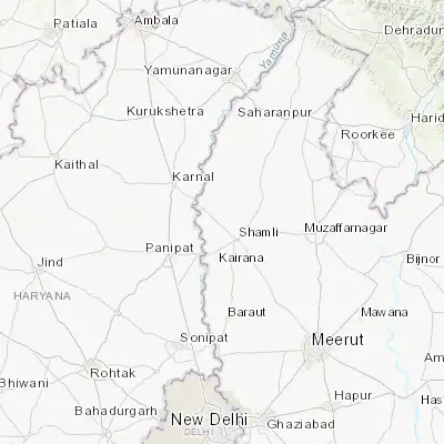Map showing location of Jhinjhāna (29.521180, 77.224700)