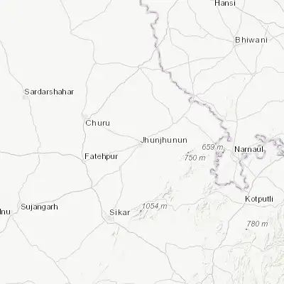 Map showing location of Jhunjhunūn (28.125590, 75.397970)