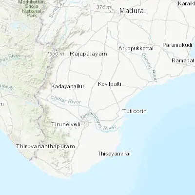 Map showing location of Kadambūr (8.997390, 77.861910)