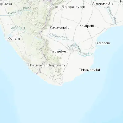 Map showing location of Kalakkādu (8.513800, 77.549440)