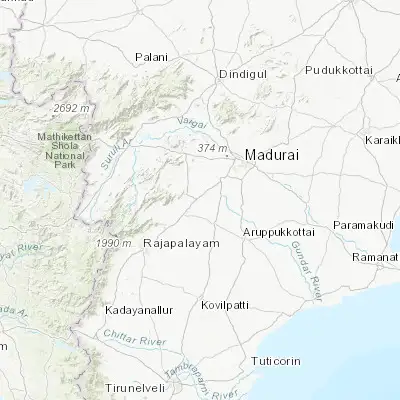 Map showing location of Kallupatti (9.716670, 77.866670)