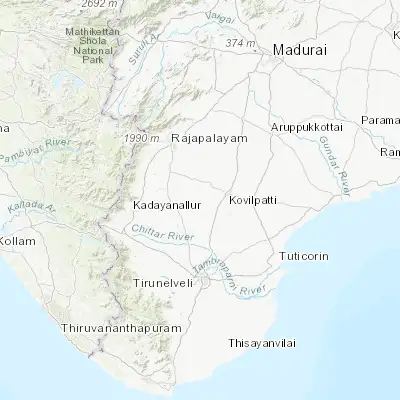 Map showing location of Kalugumalai (9.149410, 77.705690)