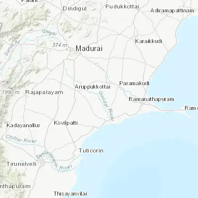 Map showing location of Kamuthi (9.407320, 78.373370)