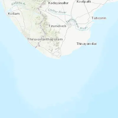 Map showing location of Kanyākumāri (8.090080, 77.538410)
