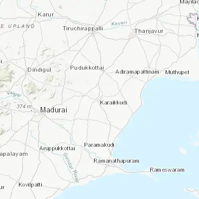 Map showing location of Kāraikkudi (10.066150, 78.767840)